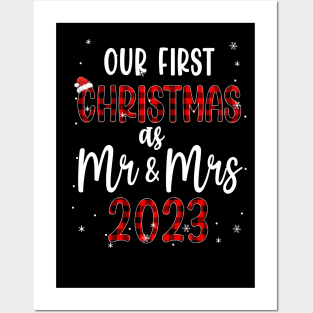 Couple Wife Husband Our First Christmas As Mr And Mrs 2023 Posters and Art